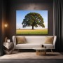 Majestätische Eiche im Feld – Leinwand Wandbild