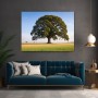 Majestätische Eiche im Feld – Leinwand Wandbild