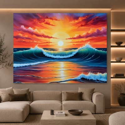 Leuchtender Ozean-Sonnenuntergang – Modernes Wandbild als Acrylbild