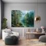 Morgenstille am Waldsee – Leinwand Wandbild