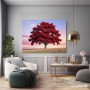 Roter Baum im Abendlicht – Wandbild auf Leinwand
