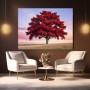 Roter Baum im Abendlicht – Wandbild auf Leinwand
