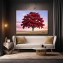 Roter Baum im Abendlicht – Wandbild auf Leinwand