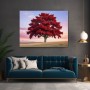 Roter Baum im Abendlicht – Wandbild auf Leinwand
