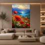 Mohnblumen am Bergsee – Leinwand und Acrylglasbild mit alpiner Landschaft