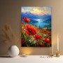 Mohnblumen am Bergsee – Leinwand und Acrylglasbild mit alpiner Landschaft