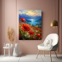 Mohnblumen am Bergsee – Leinwand und Acrylglasbild mit alpiner Landschaft