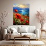 Mohnblumen am Bergsee – Leinwand und Acrylglasbild mit alpiner Landschaft