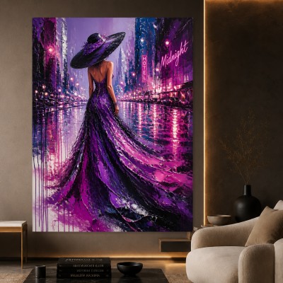 Elegante Mitternacht in Violett – Modernes Wandbild als Gallery Leinwand