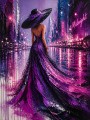 Elegante Mitternacht in Violett – Modernes Wandbild als Gallery Leinwand