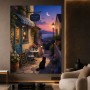 Moonlight Café – Modernes Wandbild als Gallery Leinwand