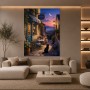 Moonlight Café – Modernes Wandbild als Gallery Leinwand