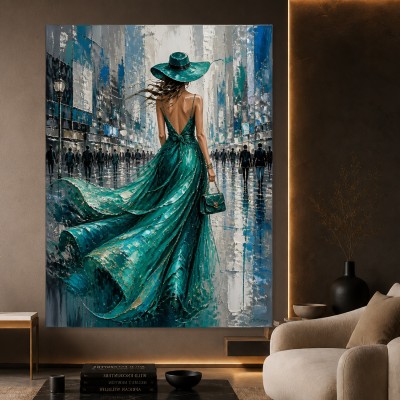 Eleganz im Regen – Modernes Wandbild als Gallery Leinwand