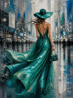 Eleganz im Regen – Modernes Wandbild als Gallery Leinwand