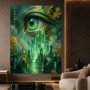 Mystisches Auge über der Stadt – Leinwandbild Wandbild in Türkis und Gold