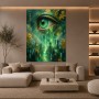 Mystisches Auge über der Stadt – Leinwandbild Wandbild in Türkis und Gold