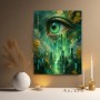 Mystisches Auge über der Stadt – Leinwandbild Wandbild in Türkis und Gold