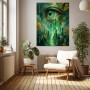 Mystisches Auge über der Stadt – Leinwandbild Wandbild in Türkis und Gold