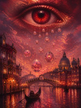 Venedig unter dem roten Auge – Wandbild als Gallery Leinwand