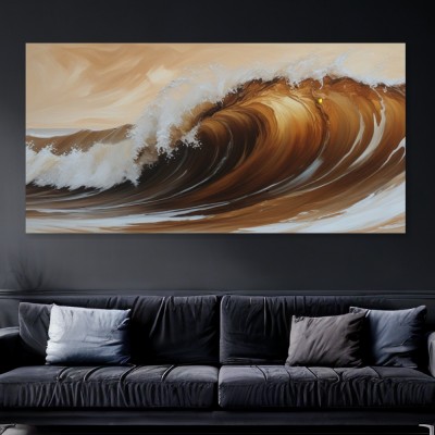 Goldene Brandung – Modernes Wandbild als Gallery Leinwand