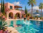 Mediterrane Poolvilla – Wandbild als Poster mit Sommerflair