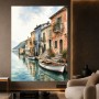 Mediterrane Hafenpromenade – Wandbild auf Leinwand
