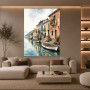 Mediterrane Hafenpromenade – Wandbild auf Leinwand