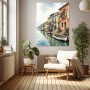 Mediterrane Hafenpromenade – Wandbild auf Leinwand