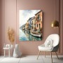 Mediterrane Hafenpromenade – Wandbild auf Leinwand