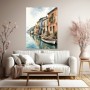 Mediterrane Hafenpromenade – Wandbild auf Leinwand