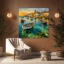 Goldener Hafen bei Sonnenuntergang – Leinwandbild als Fine Art Print