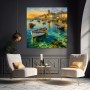 Goldener Hafen bei Sonnenuntergang – Leinwandbild als Fine Art Print