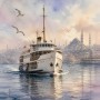 Istanbul Fähre Wandbild & Fine Art Print in zarter Aquarelloptik