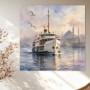 Istanbul Fähre Wandbild & Fine Art Print in zarter Aquarelloptik