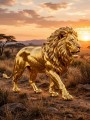 Goldener Löwe der Savanne – Luxus Wandbild auf Gallery Leinwand
