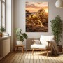 Goldener Löwe der Savanne – Luxus Wandbild auf Gallery Leinwand