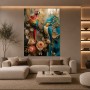 Exotische Aras in Gold und Türkis – Wandbild als Gallery Leinwand