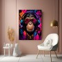 Schimpanse mit Kopfhörern – Modernes Wandbild als Gallery Leinwand