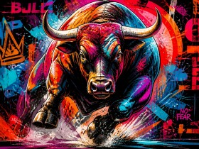 No Fear Bull – Modernes Wandbild als Poster im Street-Art-Look