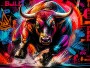 No Fear Bull – Modernes Wandbild als Poster im Street-Art-Look