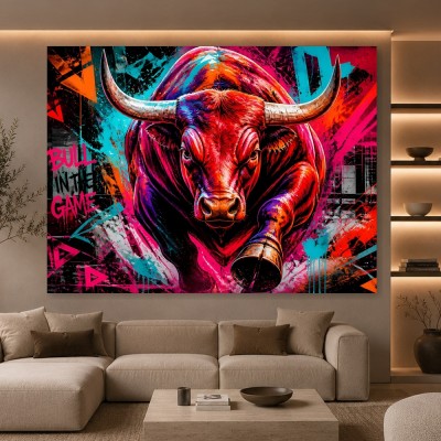 Bull in the Game – Modernes Wandbild & Acrylbild im Street-Art-Look