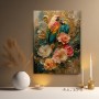 Exotische Papageien in Gold – Leinwandbild als Gallery Leinwand