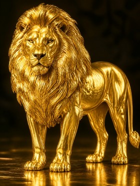 Goldener Löwe – Luxus Wandbild als Gallery Leinwand