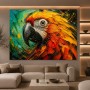 Leuchtender Papagei in Tropenfarben – Modernes Wandbild auf Gallery Leinwand