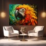 Leuchtender Papagei in Tropenfarben – Modernes Wandbild auf Gallery Leinwand