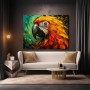 Leuchtender Papagei in Tropenfarben – Modernes Wandbild auf Gallery Leinwand