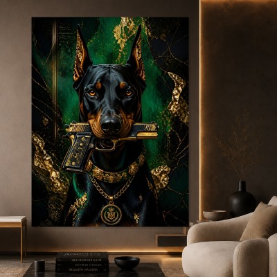 Luxus Dobermann Wandbild als Gallery Leinwand