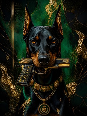 Luxus Dobermann Wandbild als Gallery Leinwand