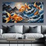 Goldene Koi im Wellenzauber – Wandbild Poster
