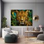 Leopard im Dschungel – Leinwandbild & Acrylbild in Goldgrün